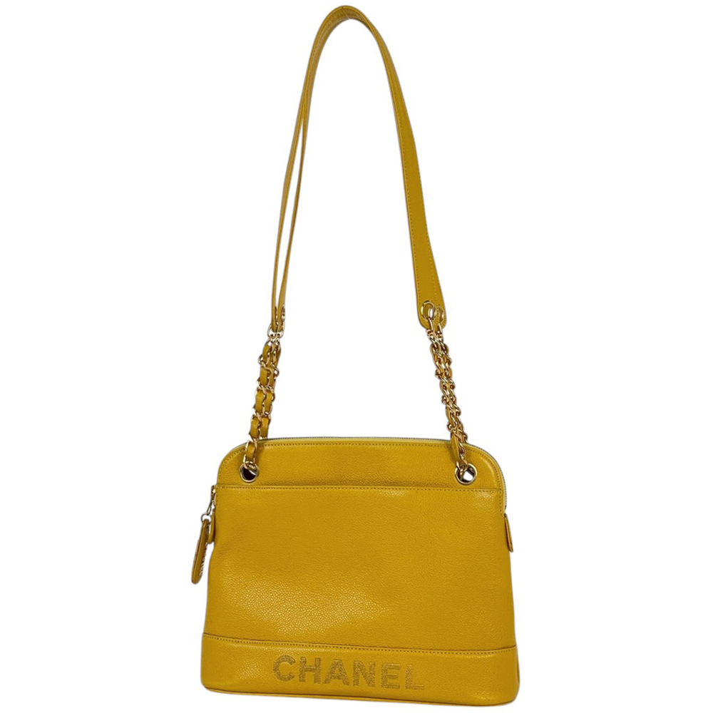 Chanel CHANEL Shoulder Bag, Caviar Leather, Yellow, Women's
